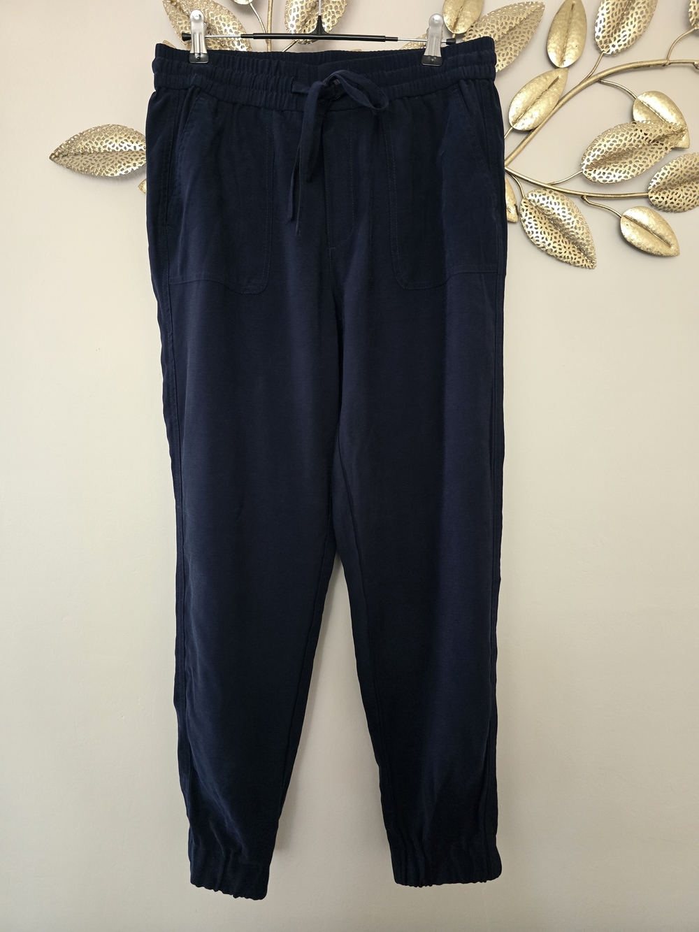 Tahari Dark Navy Drawstring Jogger Pants Sz S rayon